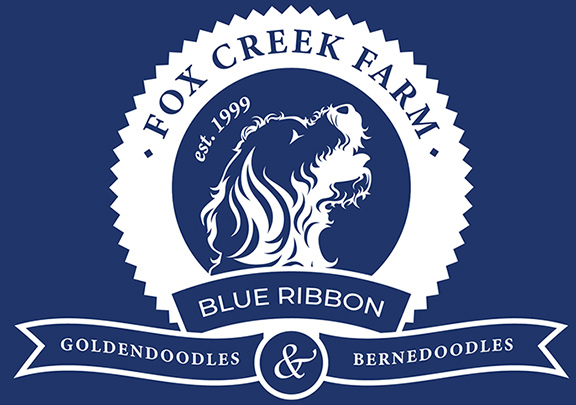 Fox Creek Farm Logo White on Blue Background