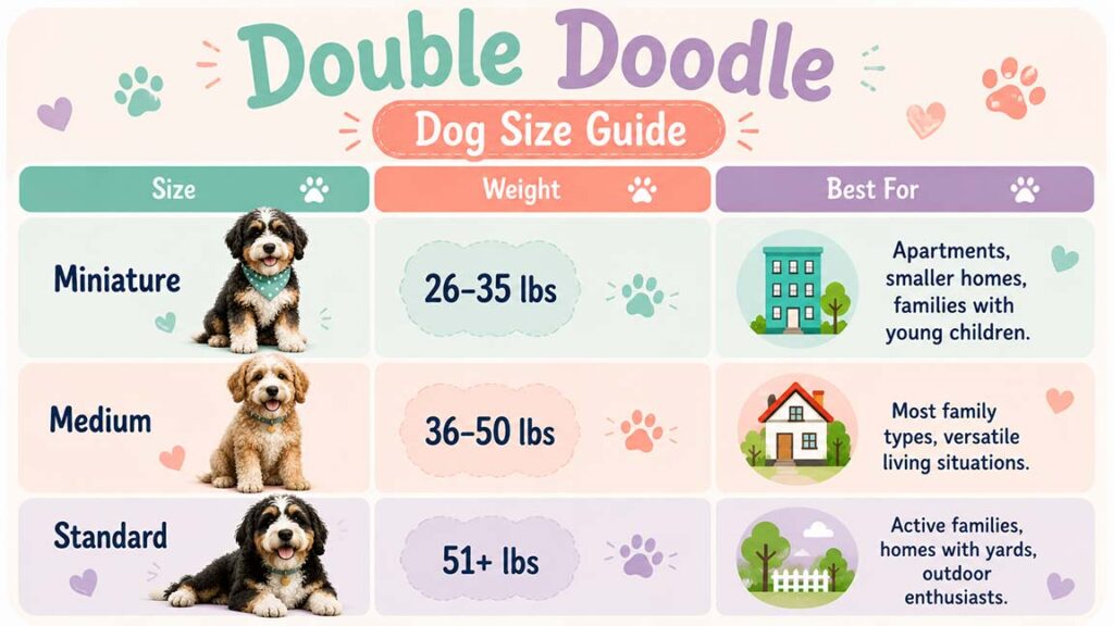 Double Doodle dog size guide from Fox Creek Farm
